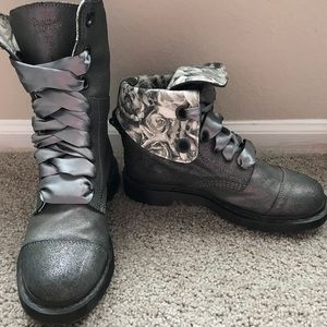Dr. Martens Silver Aimilie Combat Boots
